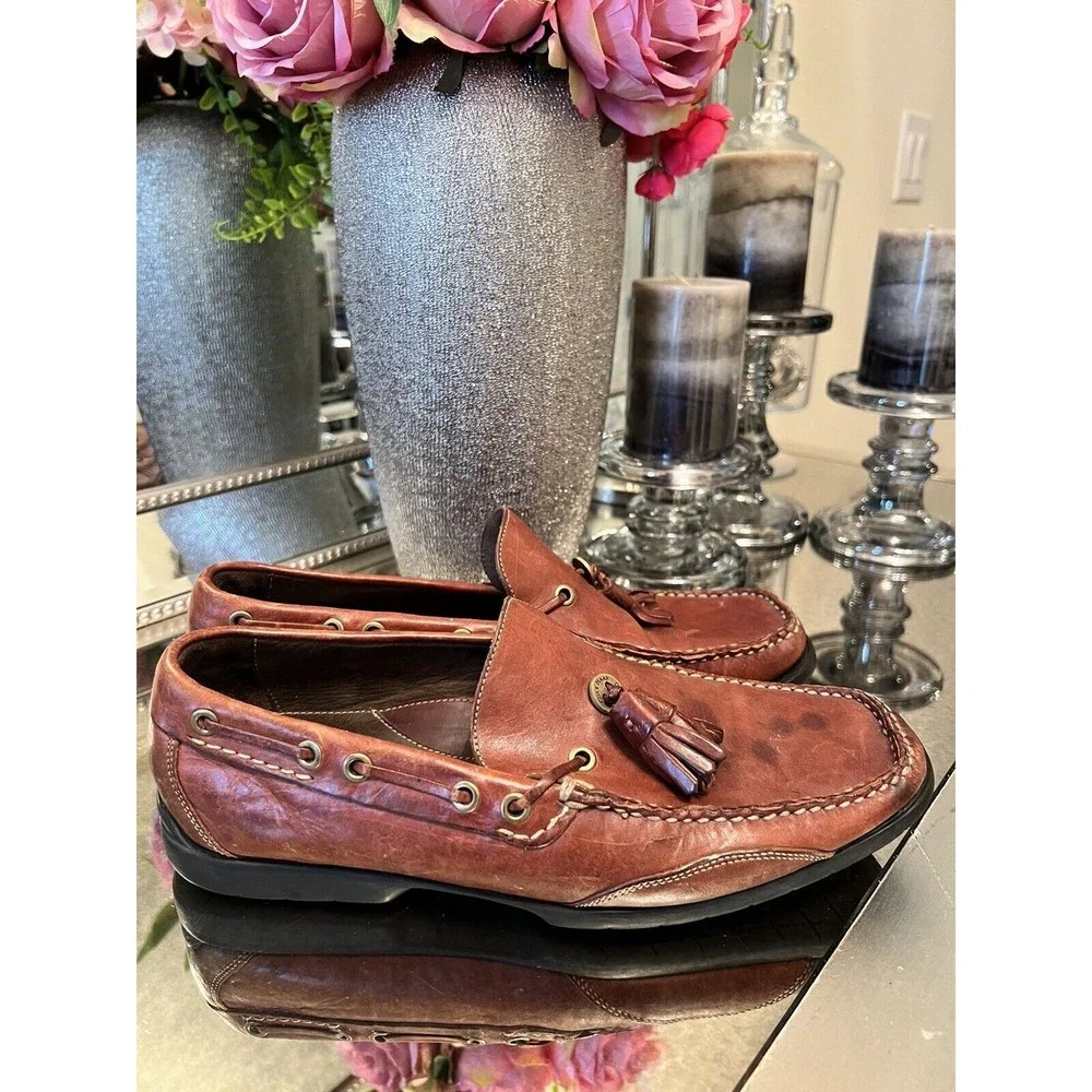 Men’s Cole Haan Genuine Leather Tassel‎ Loafer Shoes Size 8M Brown Oxford